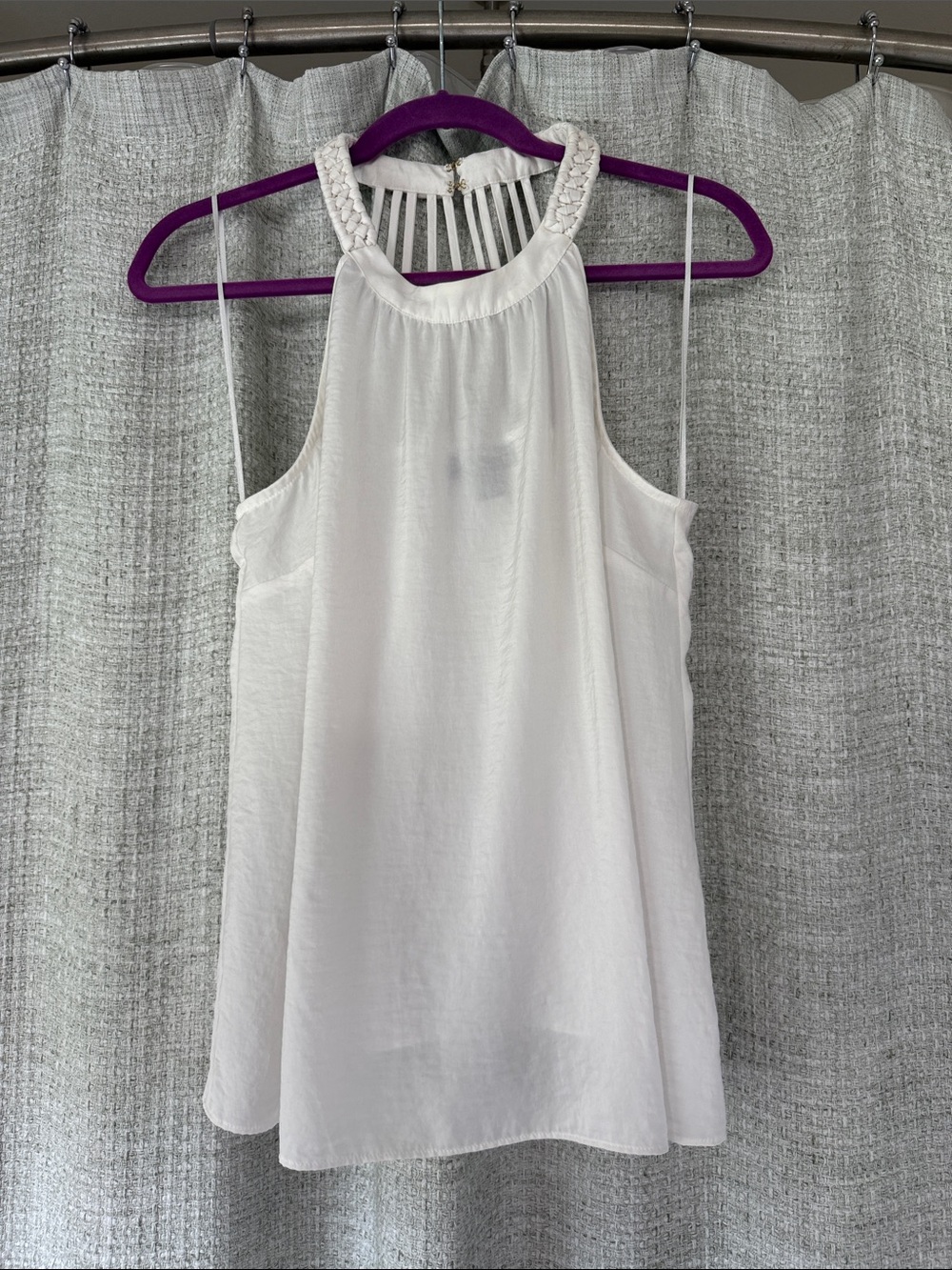 Thalia Sodi White Braided Halter Camisole